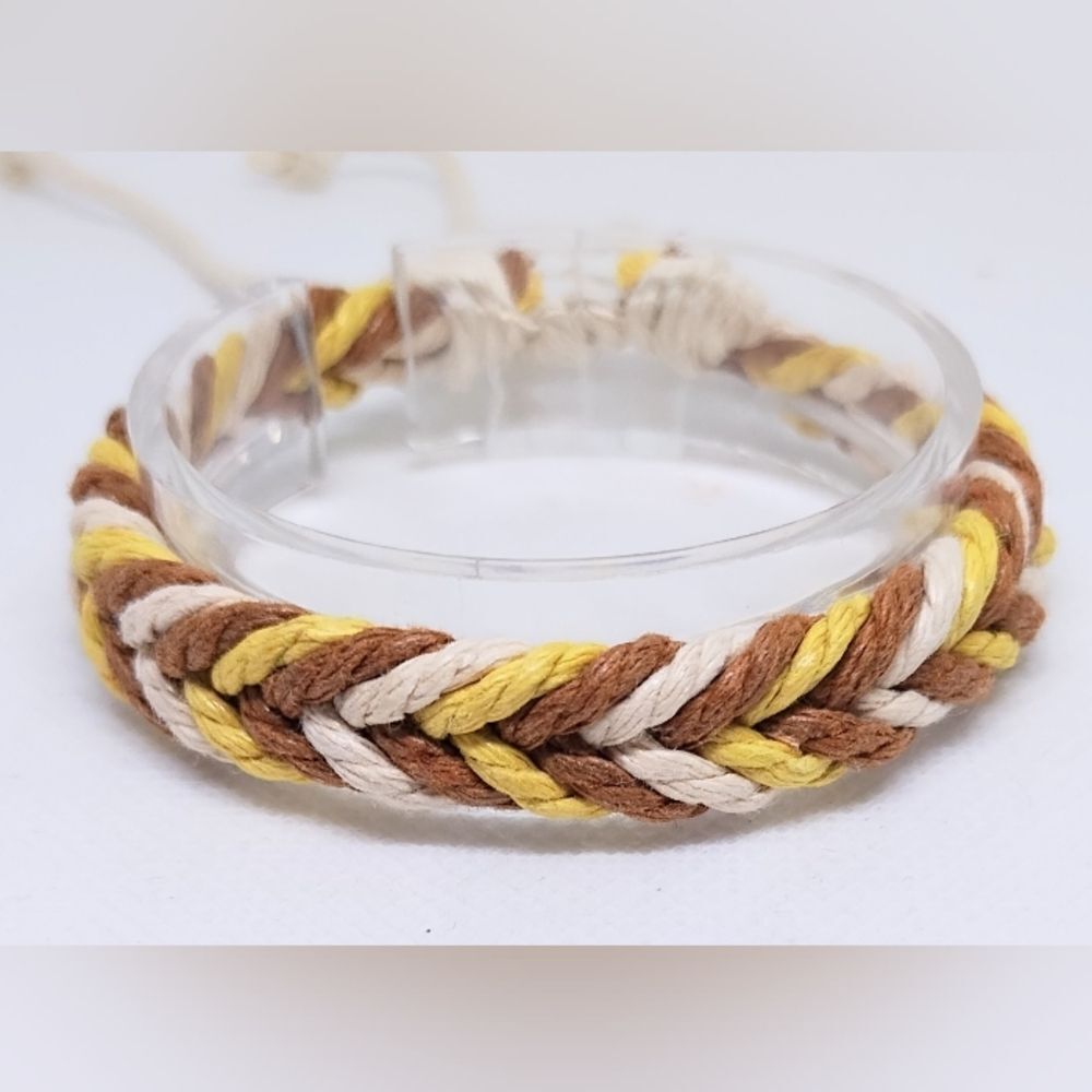 Men's bracelet braided rope brown new e40